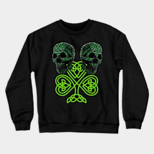 Shamrock St Patricks Day Irish Celtic Knot Skulls Crewneck Sweatshirt